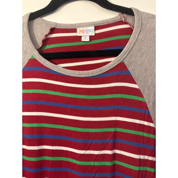 LuLaRoe Randy Baseball Tee Size Medium 3:4 Sleeves Striped Raglan-Style Spandex - Picture 3 of 6